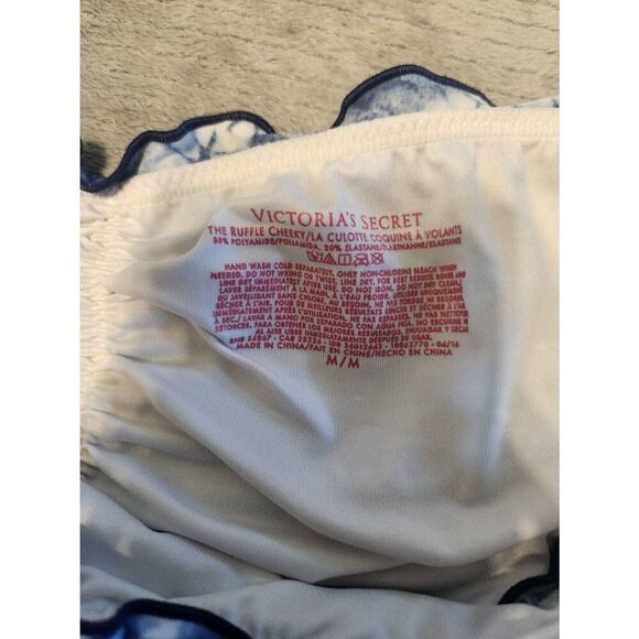 Victoria's Secret Swim Scoop Scrunch Butt The Ruffle Cheeky Bikini Bottoms M Blu - Picture 2 of 3